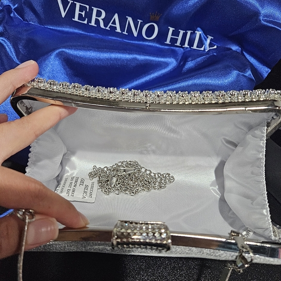 Silver rhinestone clutch bag - Picture 4 of 4